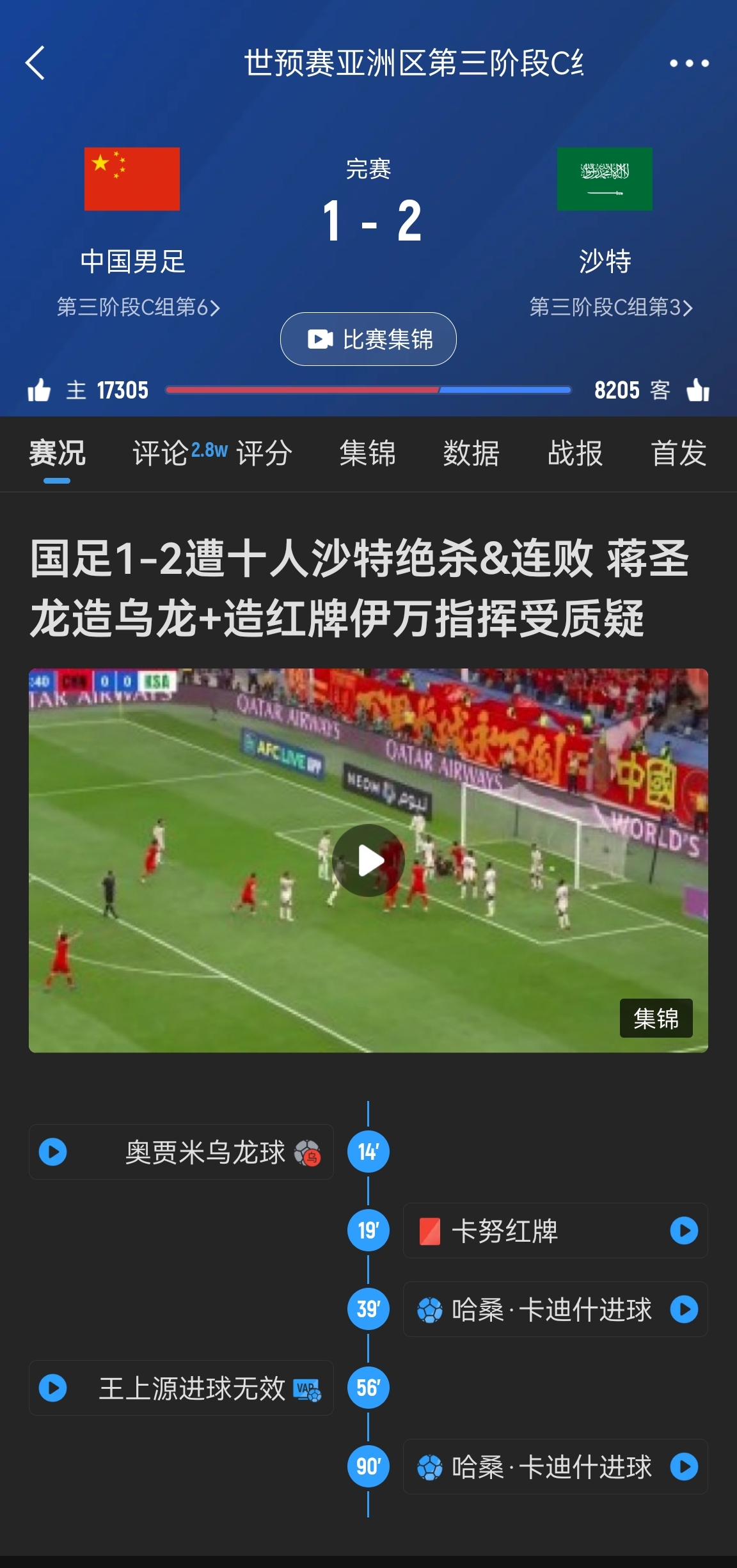 今天什么劇本？首戰(zhàn)沙特也是半場紅牌+蔣光太傷退，最后國足被翻